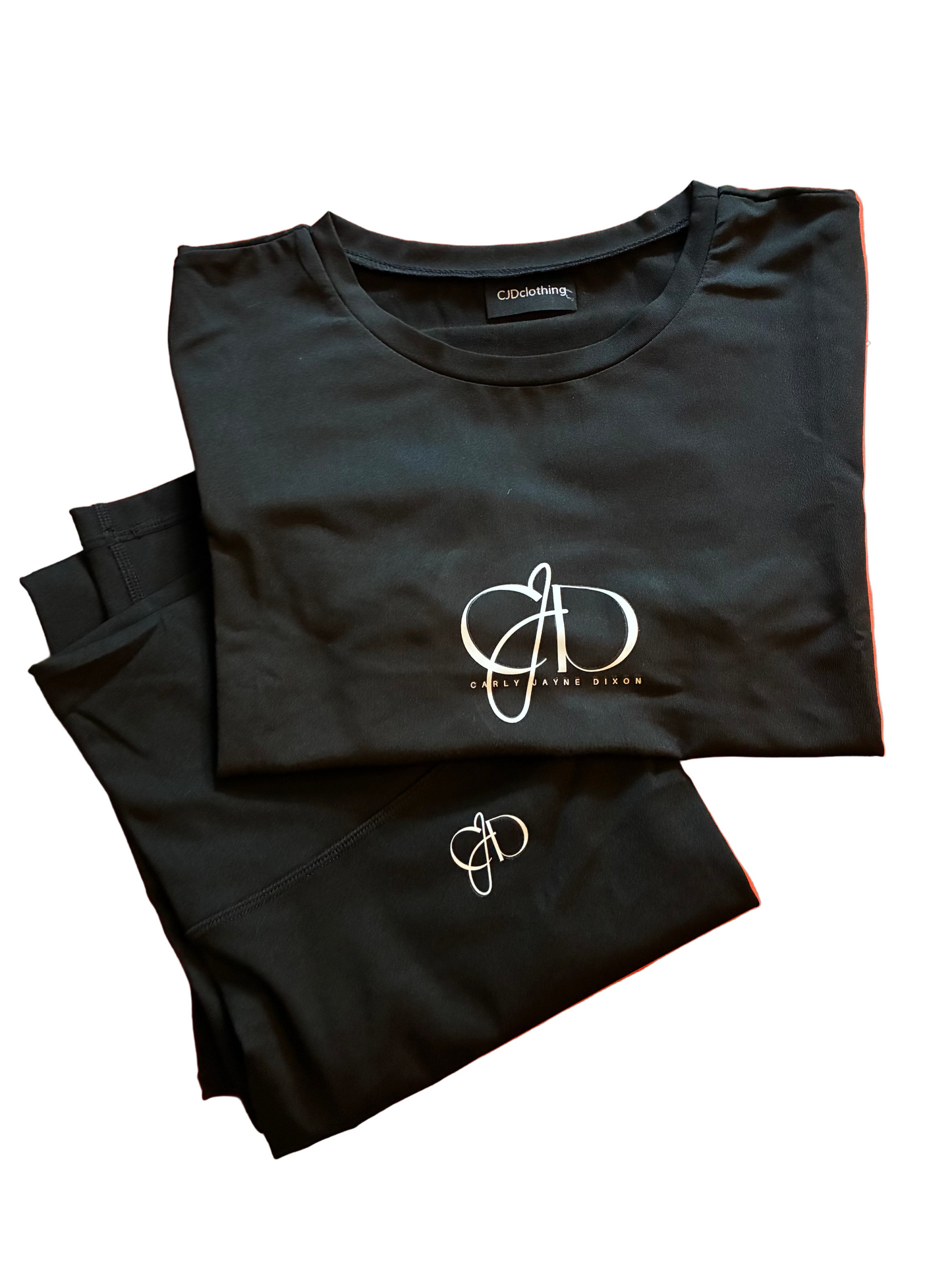 Black T-shirt & high waisted leggings